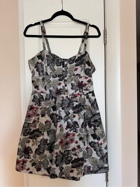 BB Dakota Floral Mini Dress in Gray, Black & Burgundy